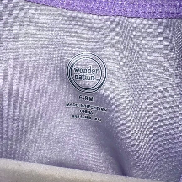 NWT Wonder Nation Baby Zip Rashie Lavender Sky Squares Size 6-9M - Picture 2 of 5